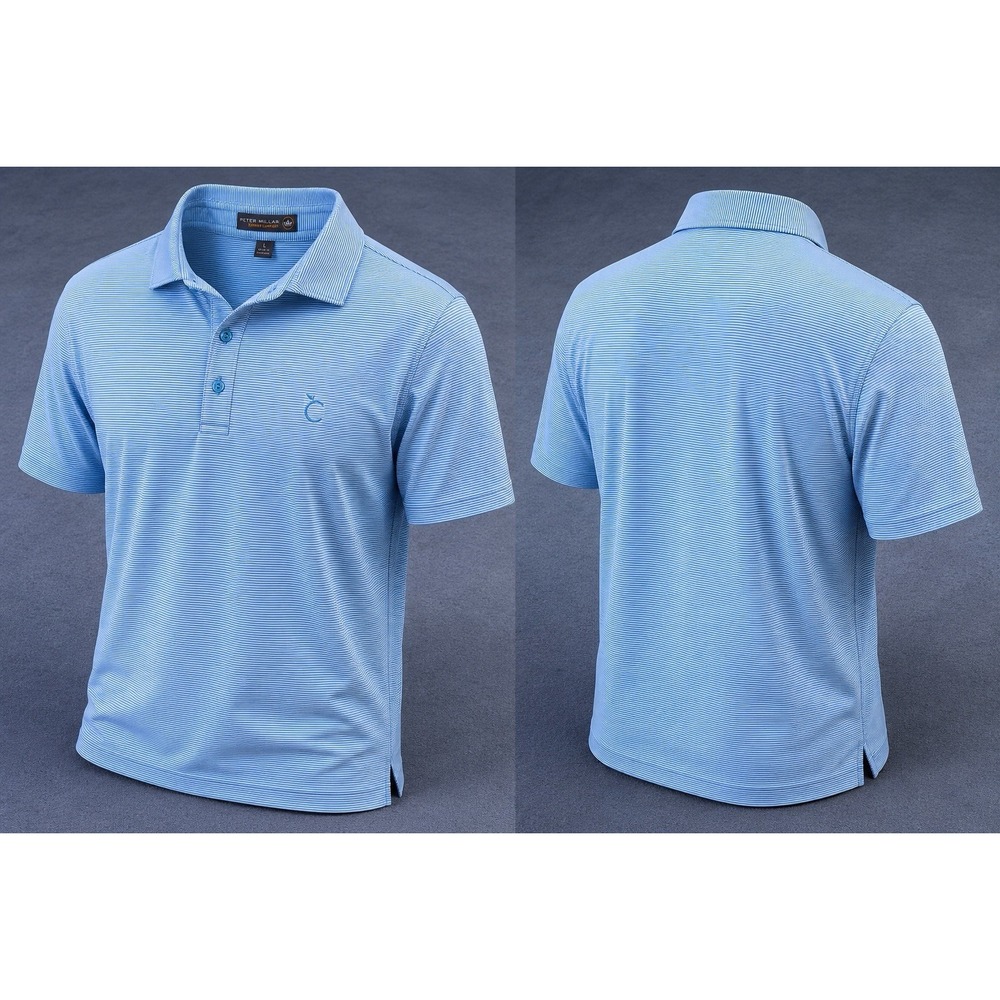 Peter Millar Polo Shirt Mens LRG NVY MICROSTRIPE Summer Comfort Golf PERFORMANCE